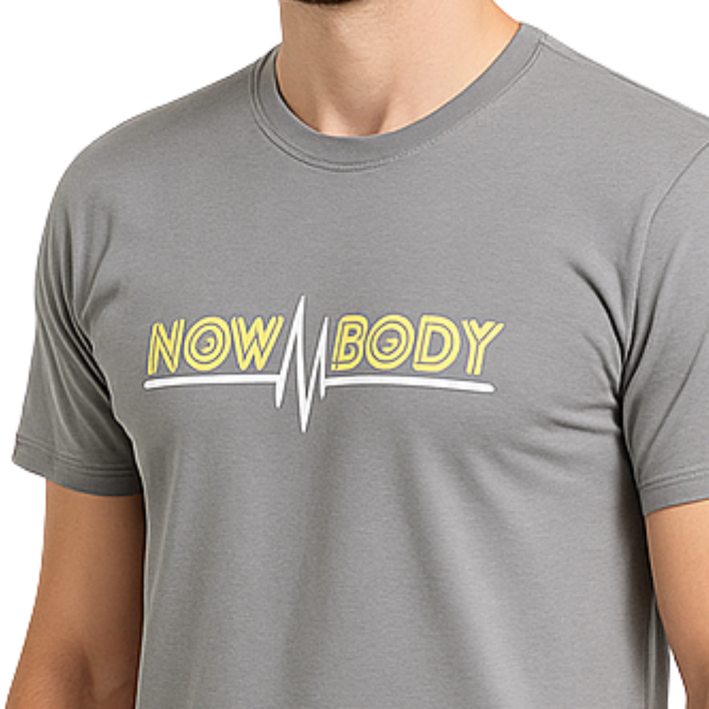 Men’s Casual “NOW BODY” Printed T-Shirt - Image 3