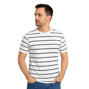 Men’s Premium White T-Shirt with Black Stripes – Medium Size