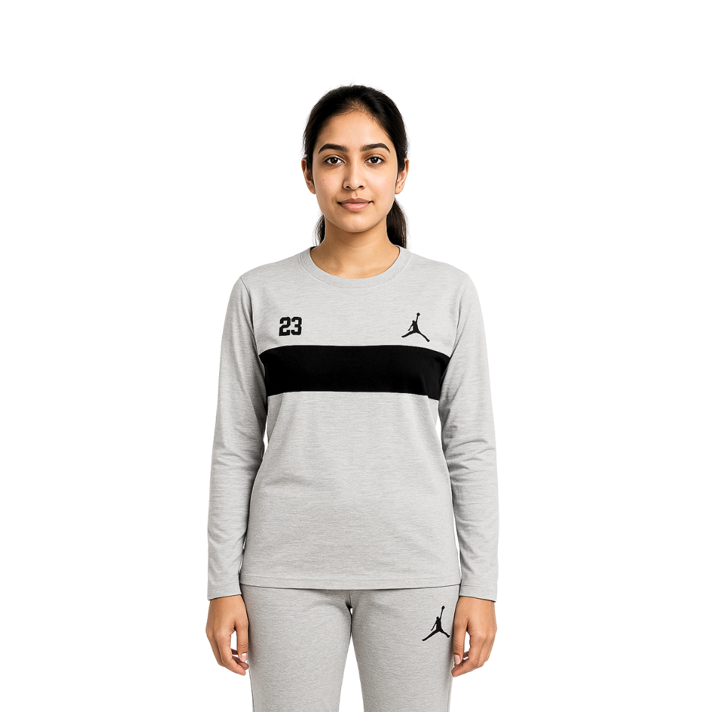 Jordan Light Gray Tracksuit for Boys & Girls Premium Cotton Jersey - Image 4
