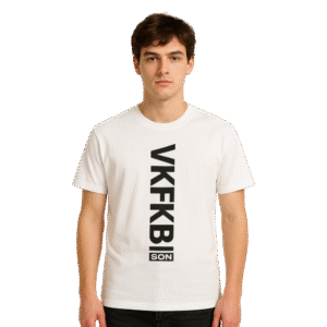 White VKFKBI SON Printed T-Shirt for Men – Premium Cotton (Medium Size)