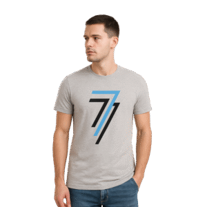 Men’s Premium Beige Graphic “7” T-Shirt – Medium Size