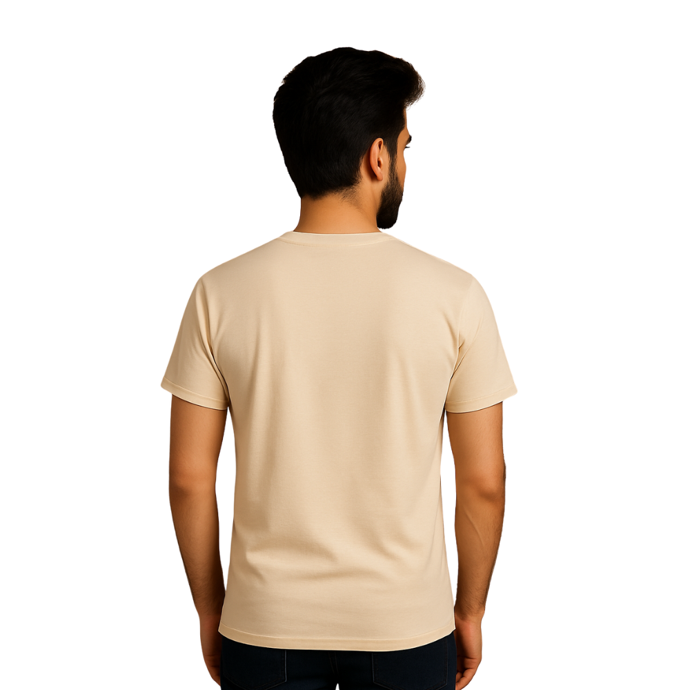 Men’s Premium Beige “Smile” T-Shirt – Medium Size - Image 4