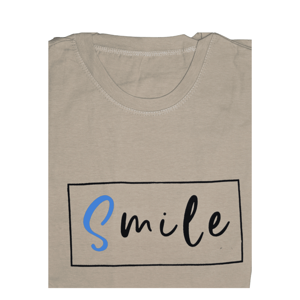 Men’s Premium Beige “Smile” T-Shirt – Medium Size - Image 3