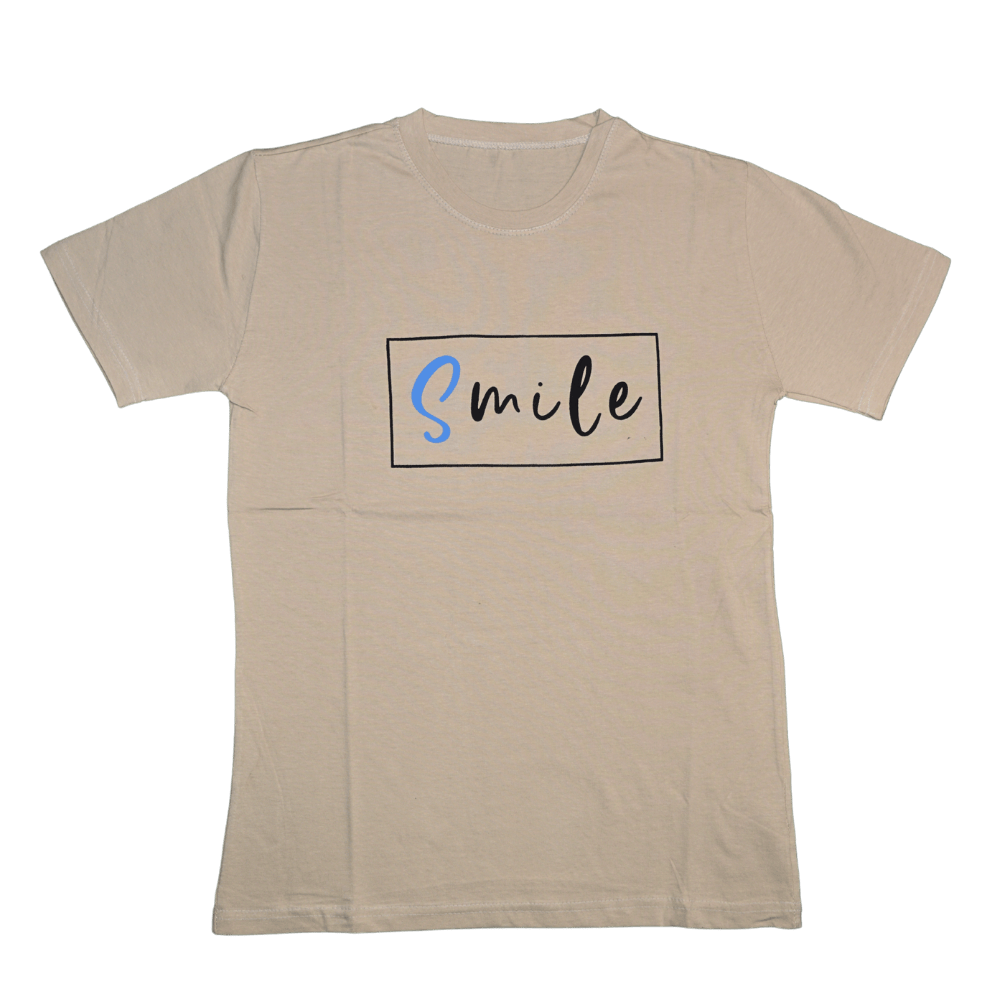 Men’s Premium Beige “Smile” T-Shirt – Medium Size