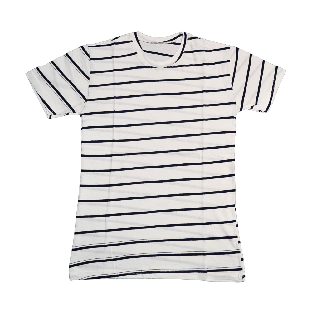 Men’s Premium White T-Shirt with Black Stripes – Medium Size