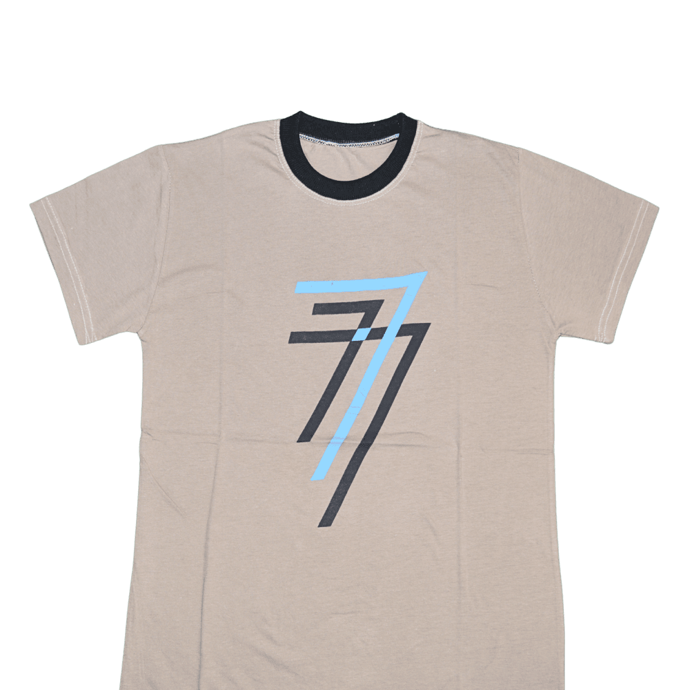 Men’s Premium Beige Graphic “7” T-Shirt – Medium Size - Image 3