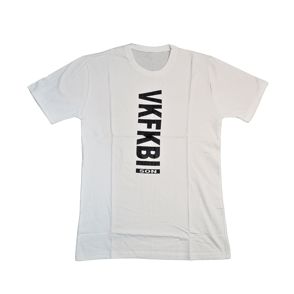 White VKFKBI SON Printed T-Shirt for Men – Premium Cotton (Medium Size)