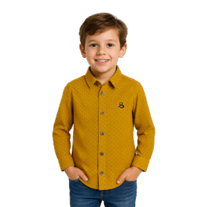 Kids Mustard Polka Dot Dress Shirt Premium Quality 2 Year 4 Years