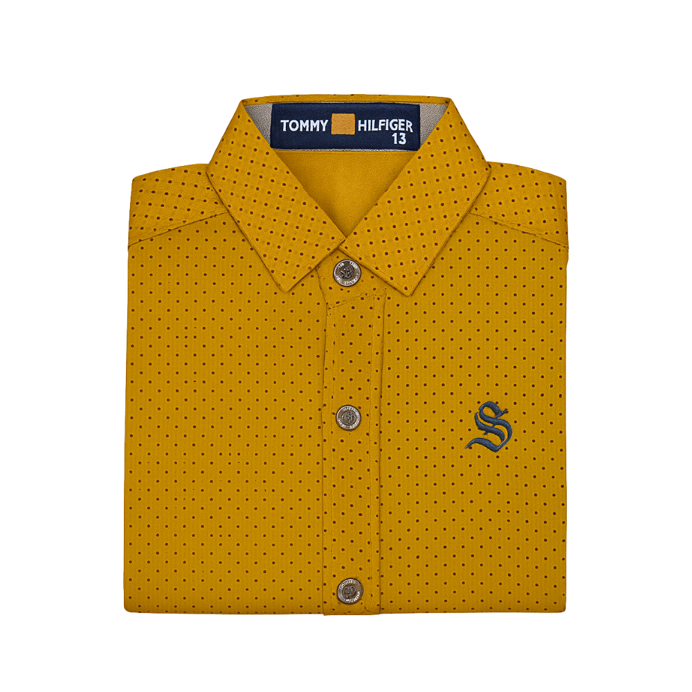 Kids Mustard Polka Dot Dress Shirt Premium Quality 2 Year 4 Years - Image 4