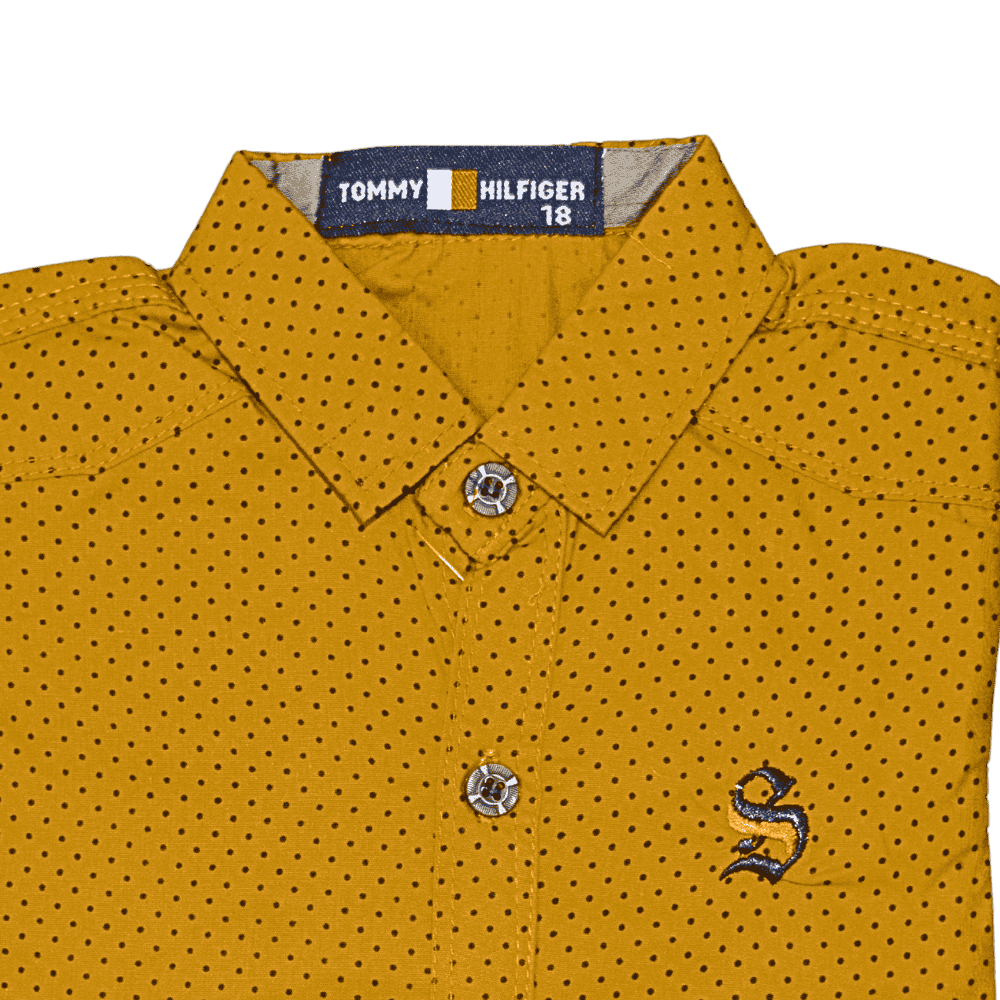 Kids Mustard Polka Dot Dress Shirt Premium Quality 2 Year 4 Years - Image 5