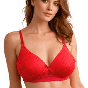 Imported Soft Foam Padded Stylish Lace Bra for Girls & Women – Comfortable Fancy Red Bra Size 36"
